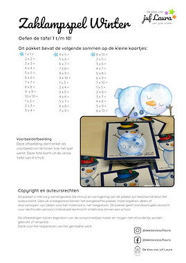 Lesmateriaal Winter - Zaklampspel - Tafel 1 t/m 10 van auteur De klas van juf Laura slide 2
