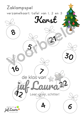 Lesmateriaal Kerst - Zaklampspel - Tafel van 1 t/m 3 van auteur De klas van juf Laura slide 3