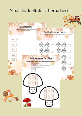 lesmateriaal Thema herfst: maal- & deeltafels van auteur Speelwijs