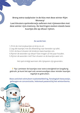 Lesmateriaal Winter Rijm Memory – Spelend Rijmen voor Kleuters van auteur Juf_C slide 2