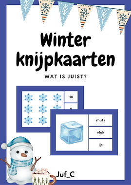 Lesmateriaal Winter Knijpkaarten – Tellen & Lezen voor Kleuters van auteur Juf_C
