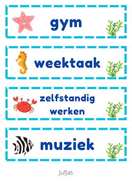 Lesmateriaal Dagritmekaarten onderwaterwereld van auteur Jufjas slide 2