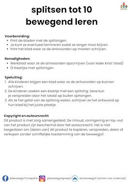 Lesmateriaal speurtocht splitsen tot 10 bewegend leren van auteur de beweegjuf slide 3