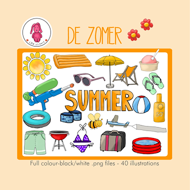 Lesmateriaal Zomer - Clip art (rechtenvrij te gebruiken) van auteur LDN Clipart
