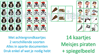 Lesmateriaal memory - meisjes piraten van auteur Little Play Friends slide 2