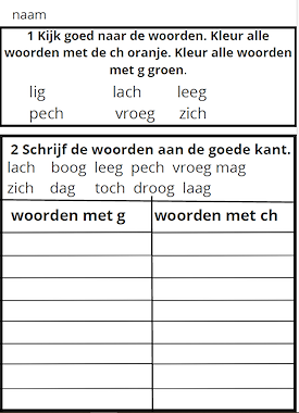 Lesmateriaal werkblad g of ch van auteur Juf Eline in de kleuterklas