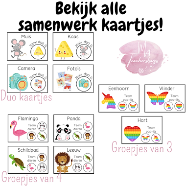 Lesmateriaal Samenwerkkaartjes | Samenwerken in groepjes van vier  van auteur My Teacher Shares slide 4