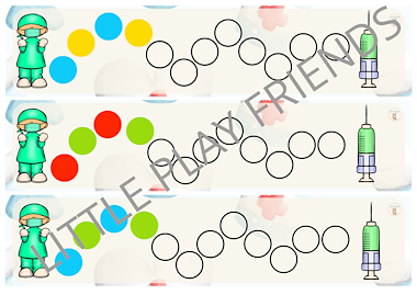 Lesmateriaal Ziek zijn- patronen verder zetten en kleuren oefenen van auteur Little Play Friends slide 2