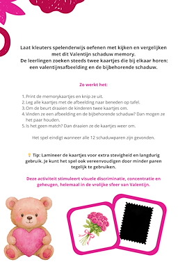 Lesmateriaal Valentijn Schaduw Memory – Kijken & Matchen voor Kleuters van auteur Juf_C slide 2