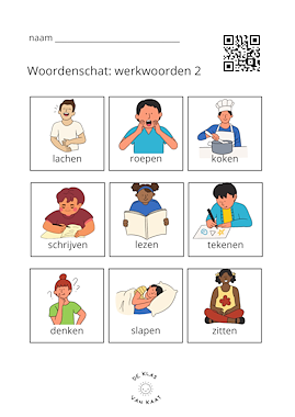Lesmateriaal Woordenschatsfiches: werkwoorden (+ beeldmateriaal) van auteur deklasvankaat slide 1
