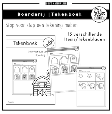 Lesmateriaal Thema boerderij | Tekenboek: stap voor stap van auteur Juf Shanna