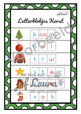 Lesmateriaal Kerst - Letterblokjes van auteur De klas van juf Laura slide 2
