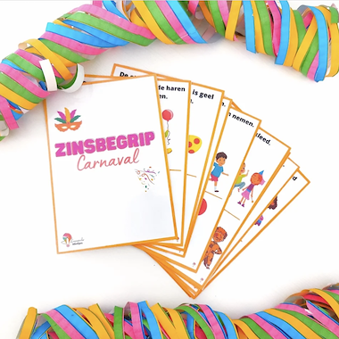 Lesmateriaal Zinsbegrip - thema carnaval van auteur Logopedie Ideetjes