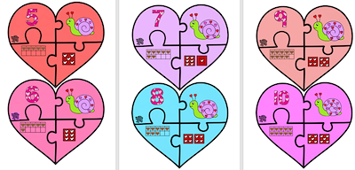 Lesmateriaal rekenpuzzel tot 10 - thema Valentijn  van auteur Juf Sofie slide 2