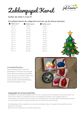 Lesmateriaal Zaklampspel Kerst - tafel 7 t/m 9 van auteur De klas van juf Laura slide 1