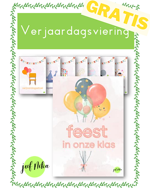 Lesmateriaal Verjaardagsviering van auteur Juf Nika slide 1