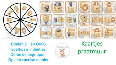 Lesmateriaal Praatmuur - begrippen: De hond en poes bij de doos van auteur Little Play Friends slide 2