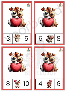 lesmateriaal Missende getallen tot 10 bewegend leren valentijnsdag van auteur de beweegjuf