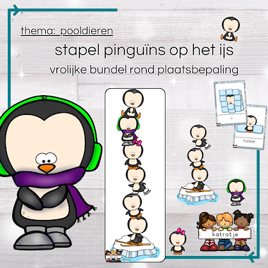 Lesmateriaal stapel pinguin op het ijs van auteur katrotje
