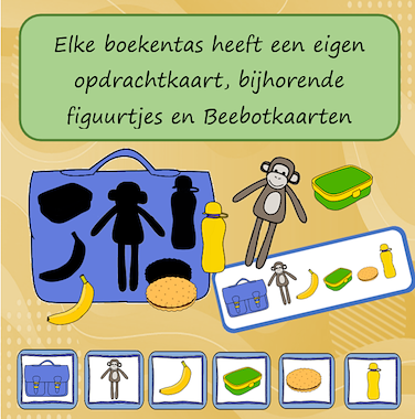Lesmateriaal Beebotspel Vul de boekentas van auteur Jabbedabbedoe slide 3