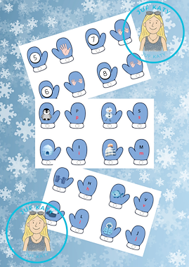 Lesmateriaal Thema winter : verbind de juiste wanten met schakels van auteur Juf Katy slide 2