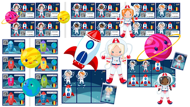 Lesmateriaal badges astronauten: voordeelset van auteur Little Play Friends slide 4