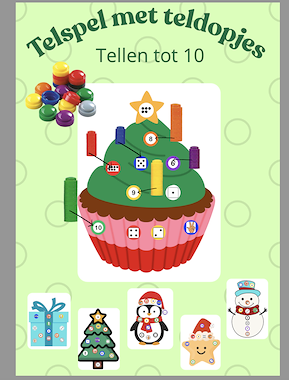 Lesmateriaal Thema Kerst: Telspel voor teldopjes van auteur Juf Katy slide 1