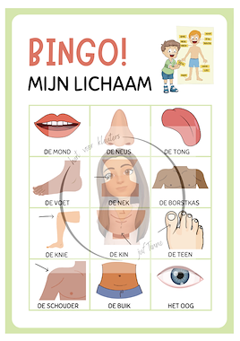 Lesmateriaal THEMA LICHAAM Bingo  van auteur juf Tinne slide 2