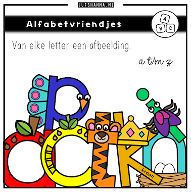 Lesmateriaal Letters | Alfabetvriendjes (letters a t/m z) van auteur Juf Shanna