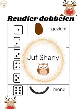Lesmateriaal Rendier dobbelen van auteur Juf Shany