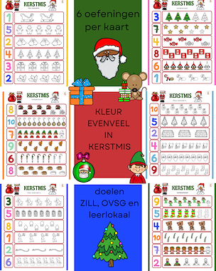 Lesmateriaal Kleur evenveel in thema kerstmis van auteur Little Play Friends