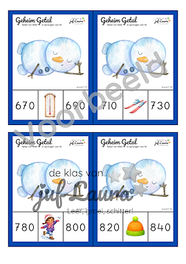 Lesmateriaal Winter - Geheim Getal - Tellen tot 1000 in sprongen van 10 van auteur De klas van juf Laura slide 2