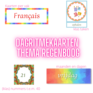 Lesmateriaal Dagritmekaarten klasthema regenboog van auteur Superleerkracht