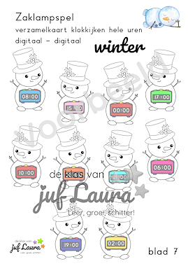 Lesmateriaal Winter - Zaklampspel - Klokkijken (hele uren) van auteur De klas van juf Laura slide 3