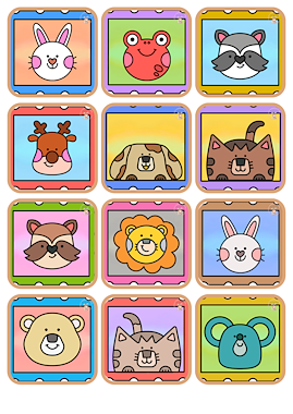 Lesmateriaal memory dierenhoofdjes - klik op de foto van auteur Little Play Friends slide 3