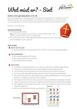 Lesmateriaal Wat mist er - Getalbeelden t/m 6 - Sinterklaas van auteur De klas van juf Laura slide 3