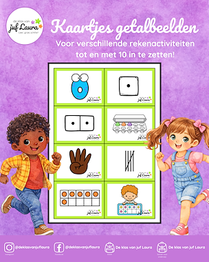 Lesmateriaal Kaartjes getalbeelden t/m 10 van auteur De klas van juf Laura slide 1