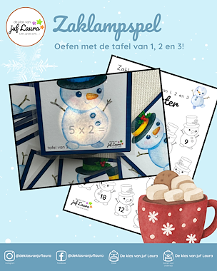 Lesmateriaal Winter - Zaklampspel - Tafel van 1 t/m 3 van auteur De klas van juf Laura slide 1
