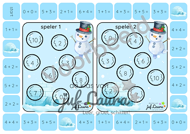 Lesmateriaal Winter - Bingospel voor 2 - Sommen t/m 10 van auteur De klas van juf Laura slide 2