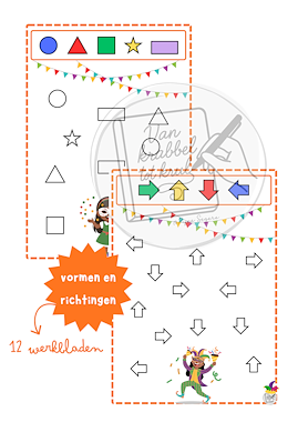 Lesmateriaal Carnaval zoek & kleur (vormen en richtingen) van auteur Van krabbel tot krul slide 2