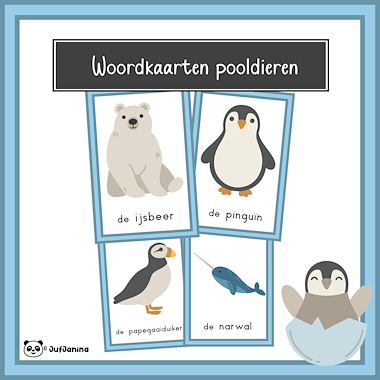 Lesmateriaal Woordkaarten Pooldieren van auteur Juf Janina slide 2