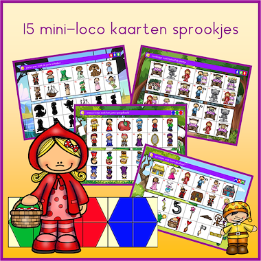 Lesmateriaal 15 mini-loco kaarten Sprookjes van auteur JufJoyceKuenen