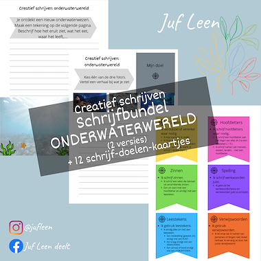 Lesmateriaal Schrijfbundel: Onderwaterwereld (creatief schrijven) van auteur Juf Leen