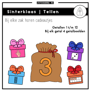 Lesmateriaal Thema Sinterklaas | Tellen met cadeautjes van auteur Juf Shanna
