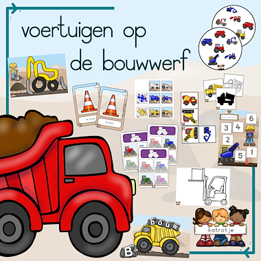 Lesmateriaal voertuigen op de bouwwerf van auteur katrotje