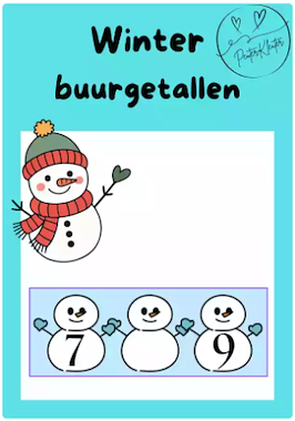 Lesmateriaal Winter - buurgetallen van auteur PeuterKleuter