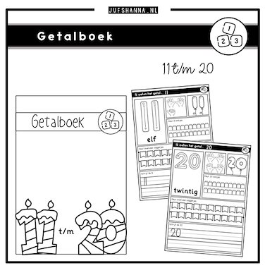 Lesmateriaal Getallen | Getalboek 11 t/m 20 van auteur Juf Shanna