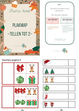 Lesmateriaal plakmap: tellen tot 2 - thema kerst van auteur ondersteuner Delphine