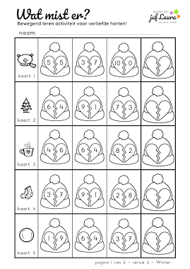 Lesmateriaal Winter - Wat mist er? - Verliefde harten van auteur De klas van juf Laura slide 2