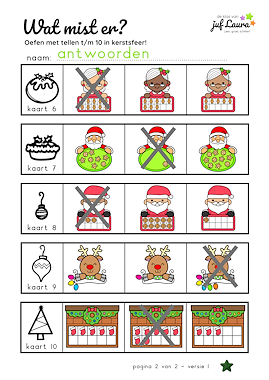 Lesmateriaal Wat mist er? Tellen t/m 10 (*) - Kerst van auteur De klas van juf Laura slide 3